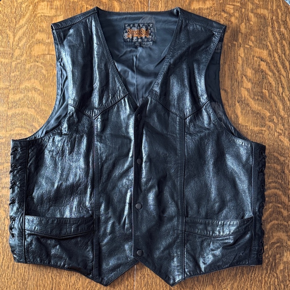 Men's Black Leather Vest
